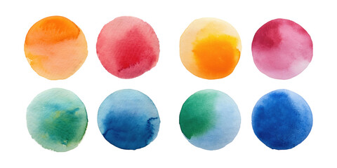 Colorful Transparent Watercolor Circles on Background