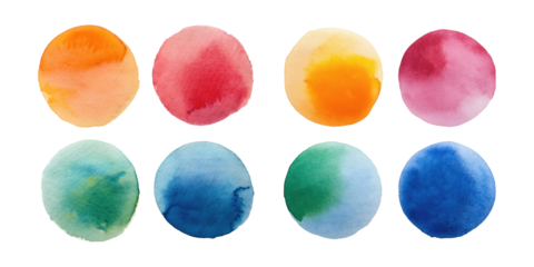 Colorful Transparent Watercolor Circles on Background