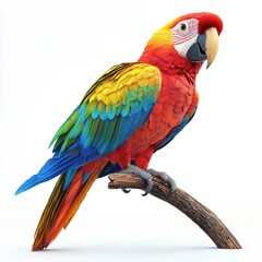 Fototapeta premium Colorful parrot on a perch pet trade showcase animal photography indoor setting close-up view wildlife conservation