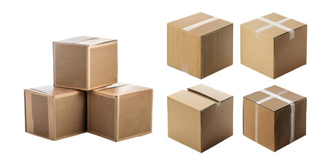 Brown Boxes on Transparent Background