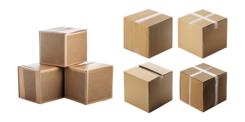 Brown Boxes on Transparent Background