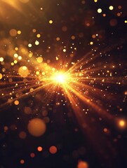 Obraz premium Shimmering golden bokeh effect with glitter and sparkles