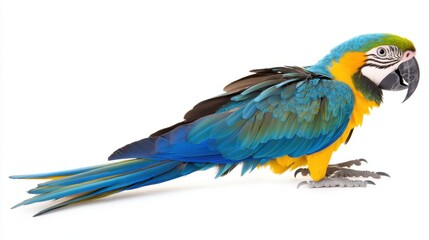 Obraz premium A close-up of a parrot's vibrant tail feathers, isolated on a white background