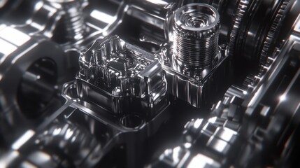 Fototapeta premium A close-up of gears and cogs inside a piece of industrial machinery, showing precise engineering