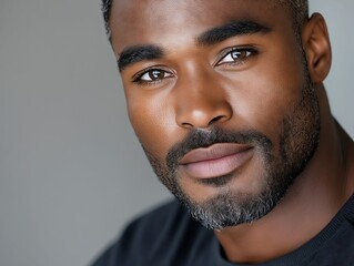 Obraz premium A close up of a man with a beard and a black shirt