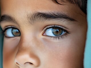 Obraz premium A close up of a child's face with blue eyes