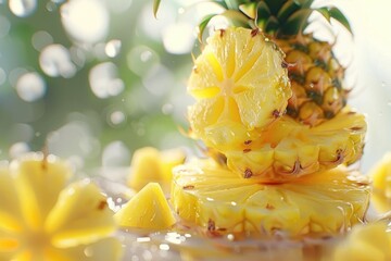 pineapple with slices isolated  pineapple with slices  pineapple with slices