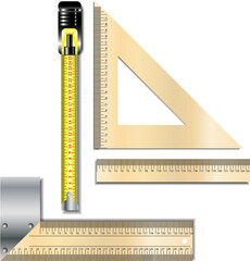 Set of carpentry measurement tools 