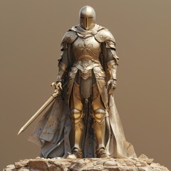 Fototapeta premium Golden Knight Statue