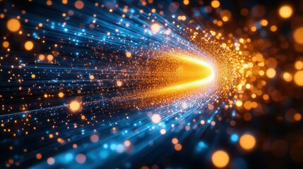 Abstract light trails with vibrant colors and sparkles.