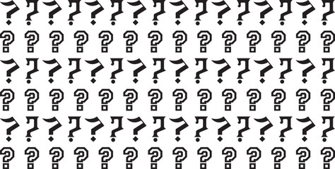 Black question mark on a white background. Question mark seamless pattern.