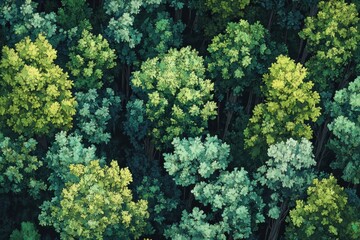 Naklejka premium Aerial view of lush green forest canopy. (3)