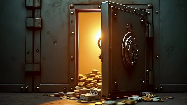 A safe door slightly open with glowing light coming out, symbolizing unlocking financial opportunities.

