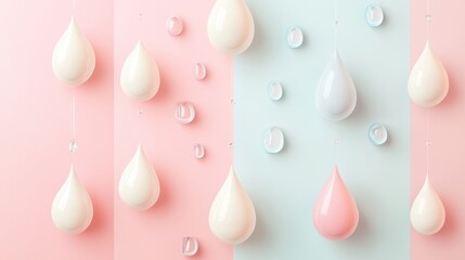 Fototapeta premium Banner drops on a pastel background with space for text