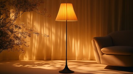 Cozy lamp illuminating a serene living space.