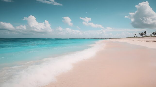 Serene Tropical Beach Scene With Azure Waters And White Sand