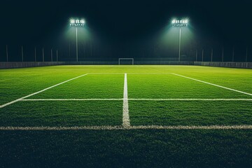 Obraz premium Night soccer field illuminated by spotlights. (8)