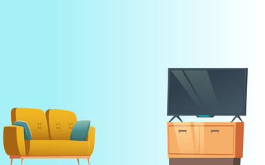Fototapeta premium TV room decoration with attractive background colors like sky blue 