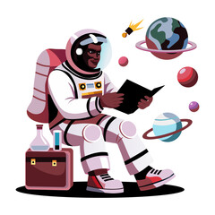 A flat illustration of an astrochemist study about space 


