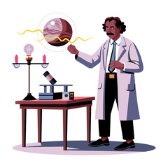 A flat illustration of an innovator doing experiment in lab 
