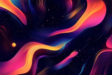 Obraz premium Abstract cosmic swirls with vibrant colors and glowing stars.