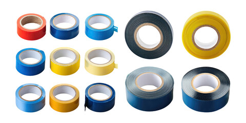 Colorful Rolls of Adhesive Tape on Transparent Background