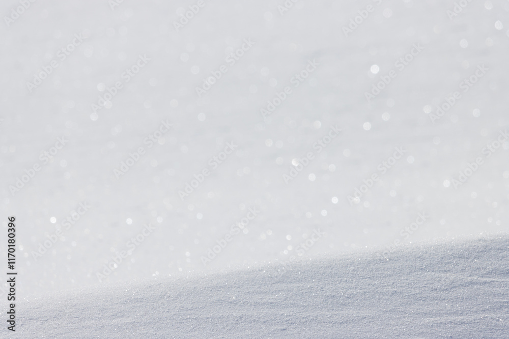 Wall mural sparkling blurred bokeh white blank snow background
