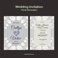 Obraz premium Wedding Invitation, save the date, card template. Clean Wedding invitation with floral decoration design in pastel