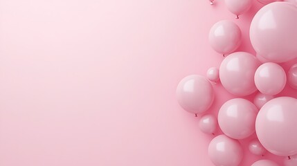 Pink Balloons Clustered Against a Pastel Pink Background