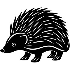 Cute Silhouette of a Porcupine line art vector cartoon illustration