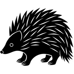 Cute Silhouette of a Porcupine line art vector cartoon illustration