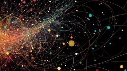 Fototapeta premium Fractal colored abstract round curves and lines on black background