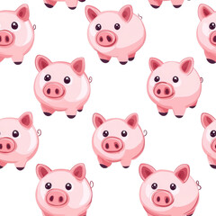 Flat style, seamless pattern, piggy bank, isolated on white background. cutout png