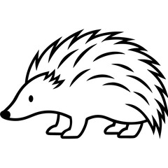 Cute Silhouette of a Porcupine line art vector cartoon illustration
