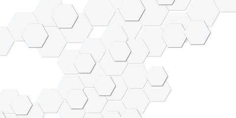 Geometric technology white hexagon background. Abstract vector illustration Science technology and medical concept hexagon on transparent background.