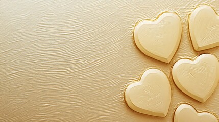 Obraz premium Golden Hearts Resting On A Textured Gold Background
