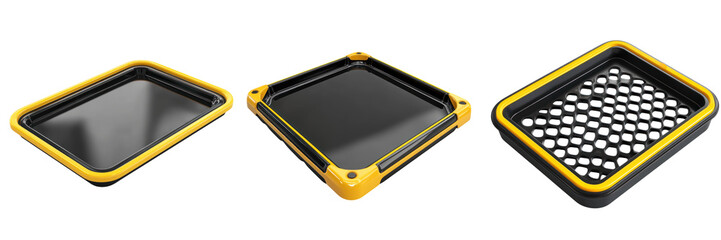 Durable spill containment trays for workplace safety and organization. Ideal for preventing leaks and spills various