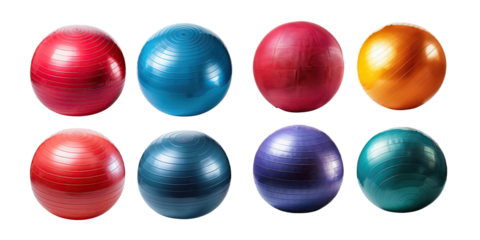 Colorful Exercise Balls on Transparent Background
