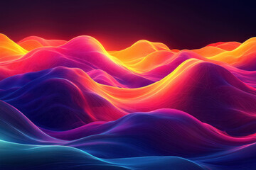 Obraz premium Vibrant 3D landscape of colorful, glowing waves.