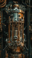 Industrial Machinery with Intricate Metal Components and Textures
