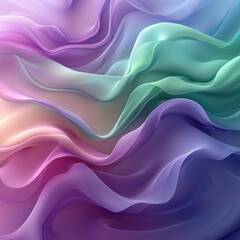 Obraz premium Flowing pastel iridescent abstract waves background.