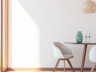 Bright interior with modern furniture and natural light in a stylish dining area