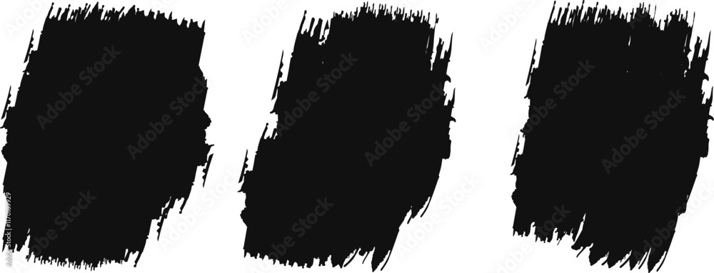 Wall mural Brush stroke black paint, ink brush-Vector illustration. creative brush stroke set isolated on transparent background