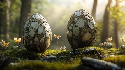 Enchanted Forest Eggs: A Fantasy Nature Scene