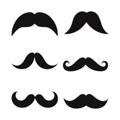 collection of mustaches silhouette vector art design