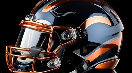 High-Definition Close-Up of a Modern American Football Helmet Featuring Bold Color Scheme and Sleek Design Elements for Sports Photography Use