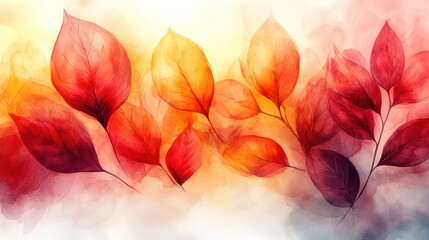 Autumn Leaves Watercolor Painting: A Symphony of Red and Orange Hues