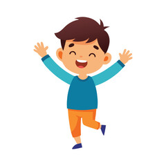Happy cartoon of a boy waking up in morning vector isolated