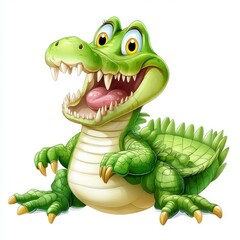 Fototapeta premium Illustration of a cartoon crocodile isolated on white background