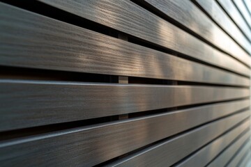 Dark brown horizontal slatted wall with shadows.